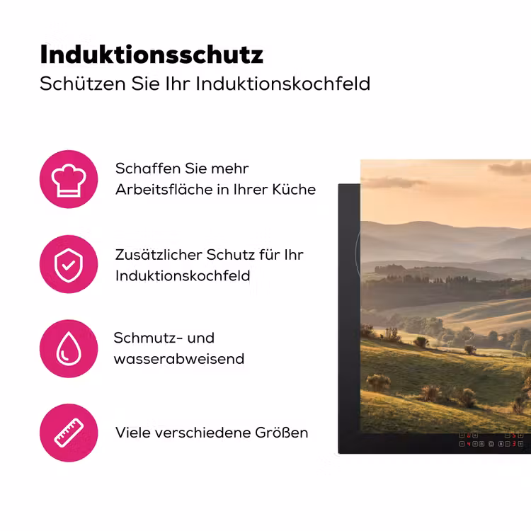 Toscaans - Landschap - Heuvels Inductie beschermer vinyl 3mm klein -zzzzzzz-lf-ups