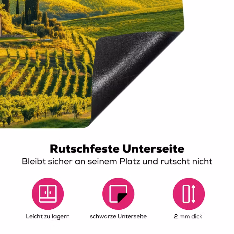 Toscane - Landschap - Wijngaarden Inductie beschermer vinyl 3mm klein -zzzzzzz-lf-onderkant
