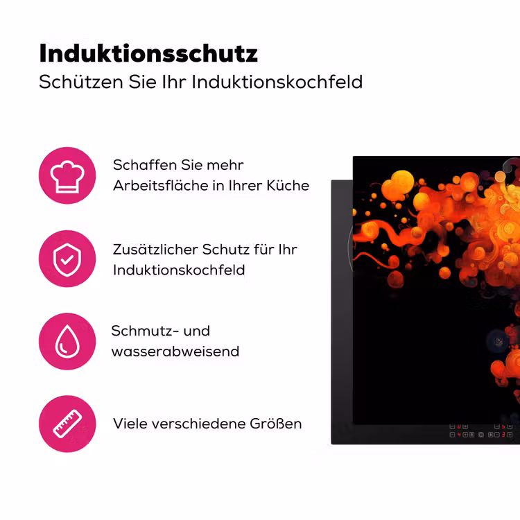 Schedel - Oranje - Zijaanzicht - Vlammen Inductie beschermer vinyl 3mm klein -zzzzzzz-lf-ups