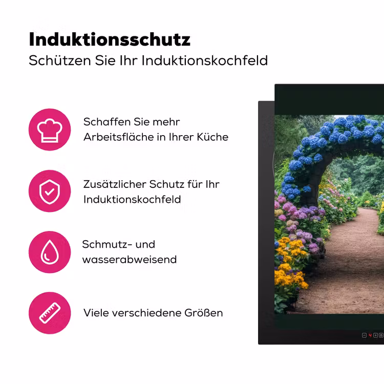 Doorkijk - Bloemen - Hortensia - Pad Inductie beschermer vinyl 3mm middel -zzzzzzz-lf-ups