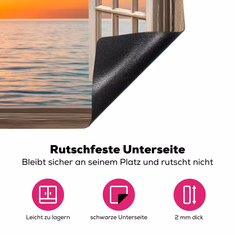 Doorkijk - Zee - Boot - Zonsondergang Inductie beschermer vinyl 3mm klein -zzzzzzz-lf-onderkant