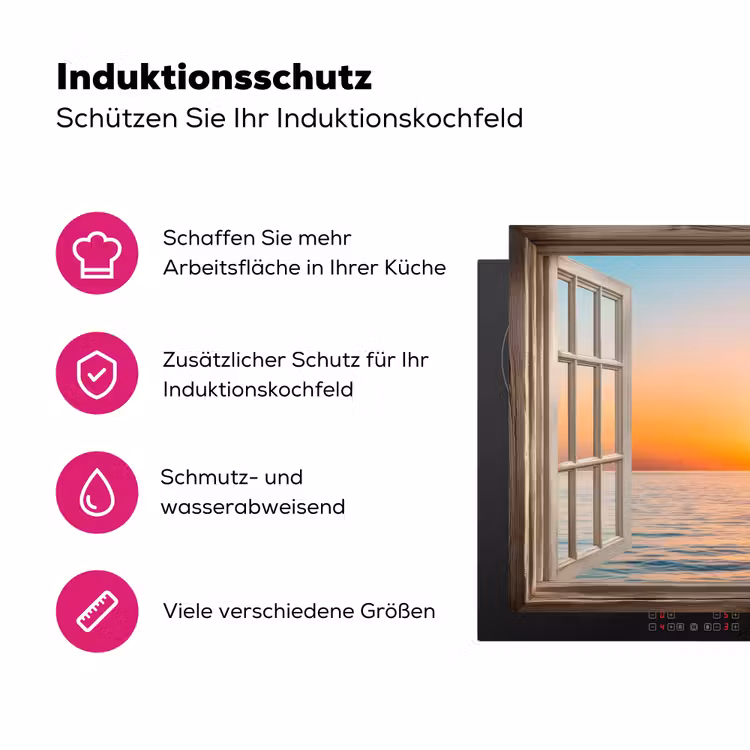 Doorkijk - Zee - Boot - Zonsondergang Inductie beschermer vinyl 3mm klein -zzzzzzz-lf-ups