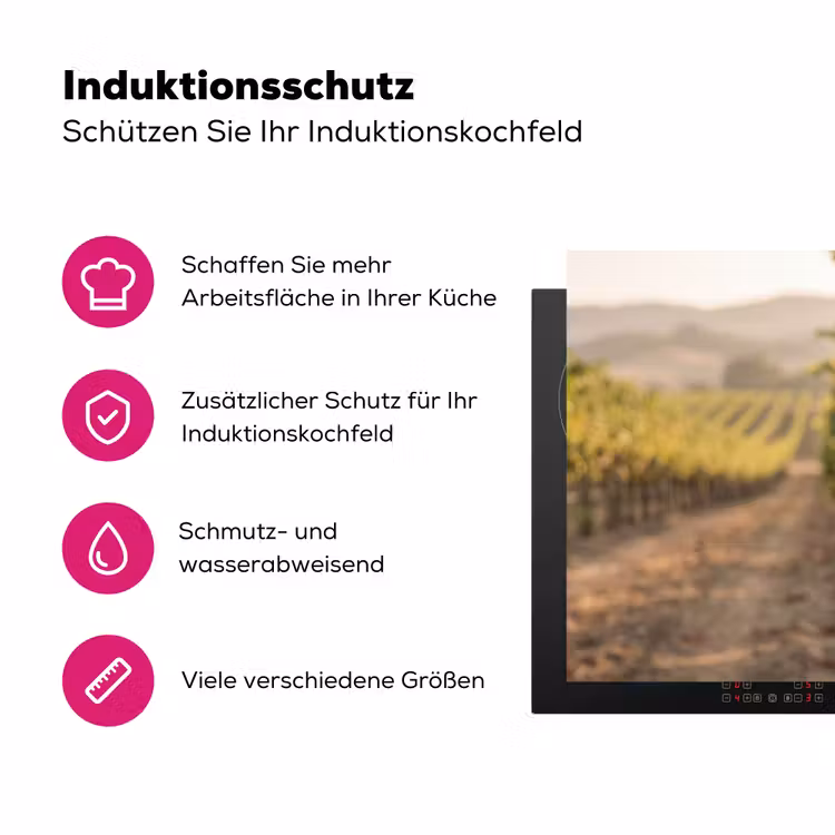 Druiven - Wijngaard - Zonlicht Inductie beschermer vinyl 3mm klein -zzzzzzz-lf-ups