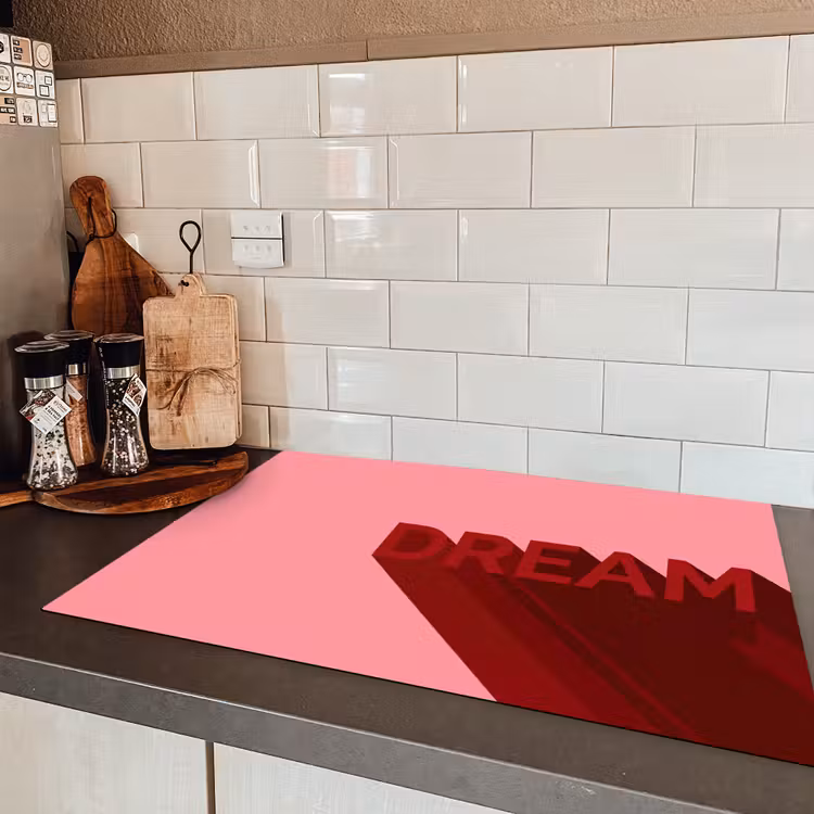 Dream - 3D - Rood - Roze Inductie beschermer vinyl 3mm klein -sfeer3