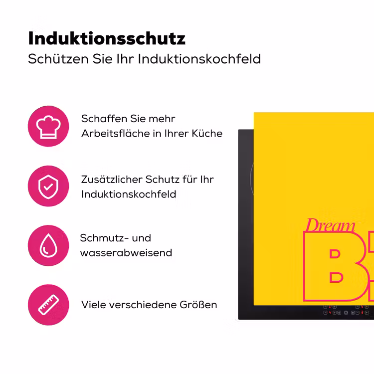 Dream big - Geel - Grafisch Inductie beschermer vinyl 3mm klein -zzzzzzz-lf-ups
