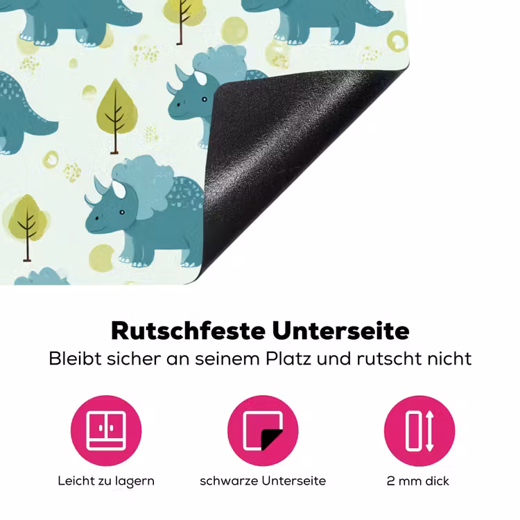 Triceratop - Blauw - Stippen - Boompjes Inductie beschermer vinyl 3mm klein -zzzzzzz-lf-onderkant