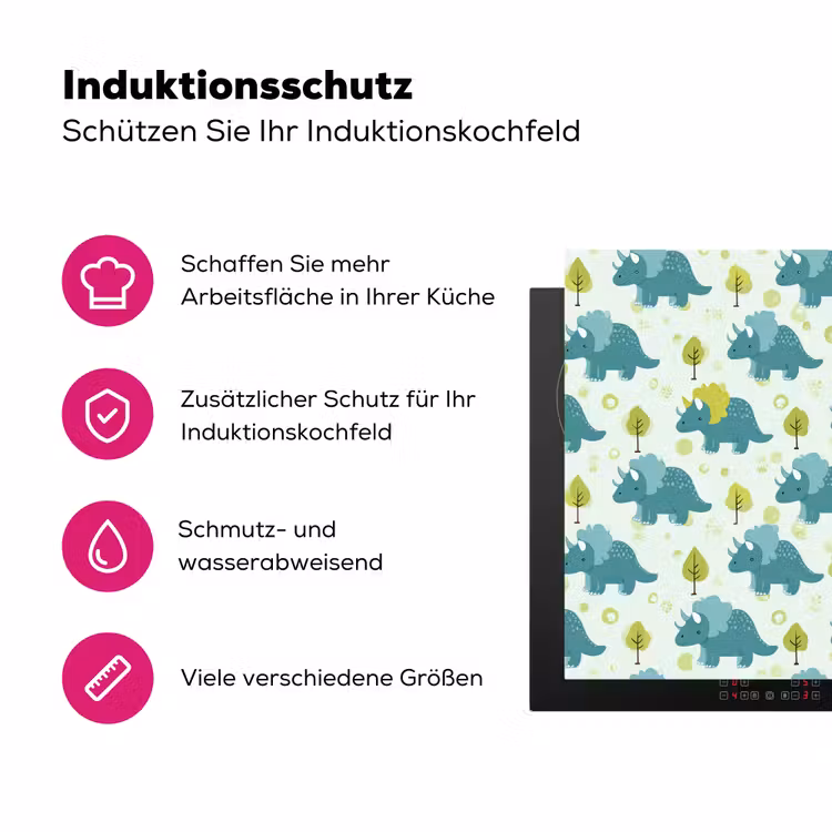 Triceratop - Blauw - Stippen - Boompjes Inductie beschermer vinyl 3mm klein -zzzzzzz-lf-ups