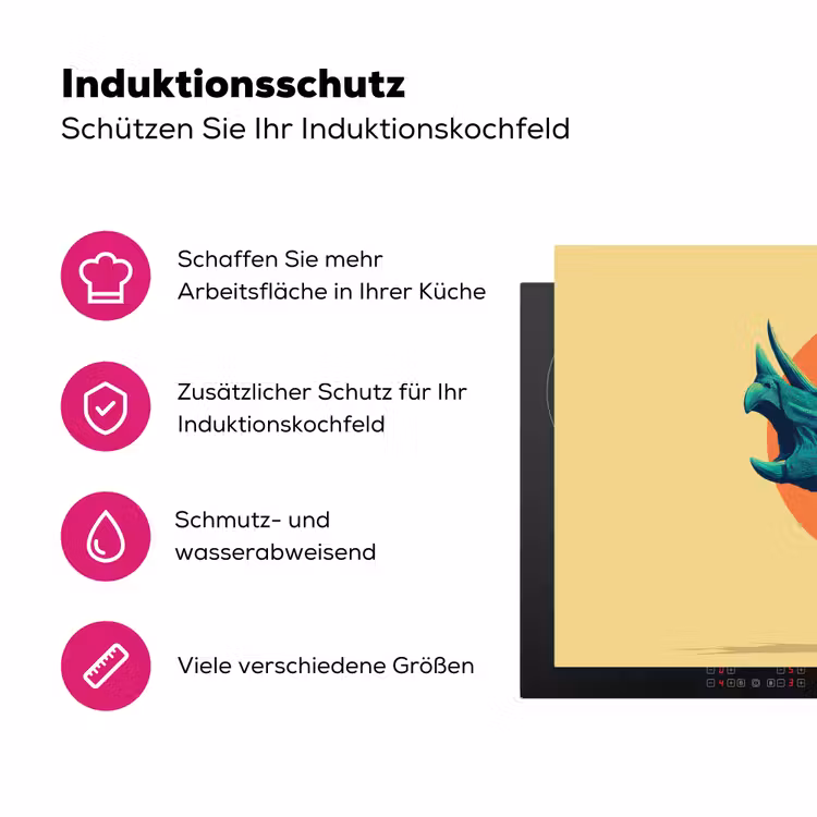 Triceratops - Cirkel - Oranje - Hoorns Inductie beschermer vinyl 3mm klein -zzzzzzz-lf-ups