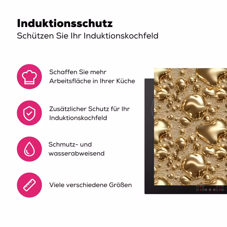 Druppels - Organisch - Goud Inductie beschermer vinyl 3mm klein 276 -zzzzzzz-lf-ups