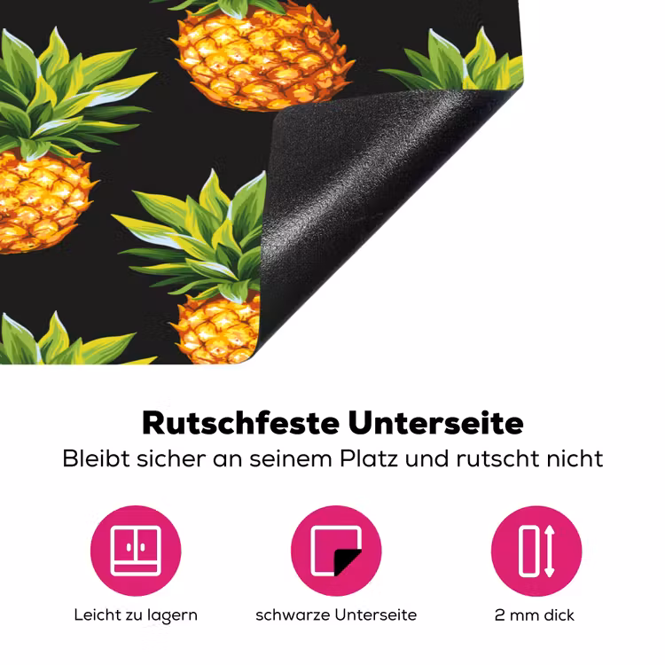 Tropische - Ananas - Zwart Inductie beschermer vinyl 3mm klein 276 -zzzzzzz-lf-onderkant