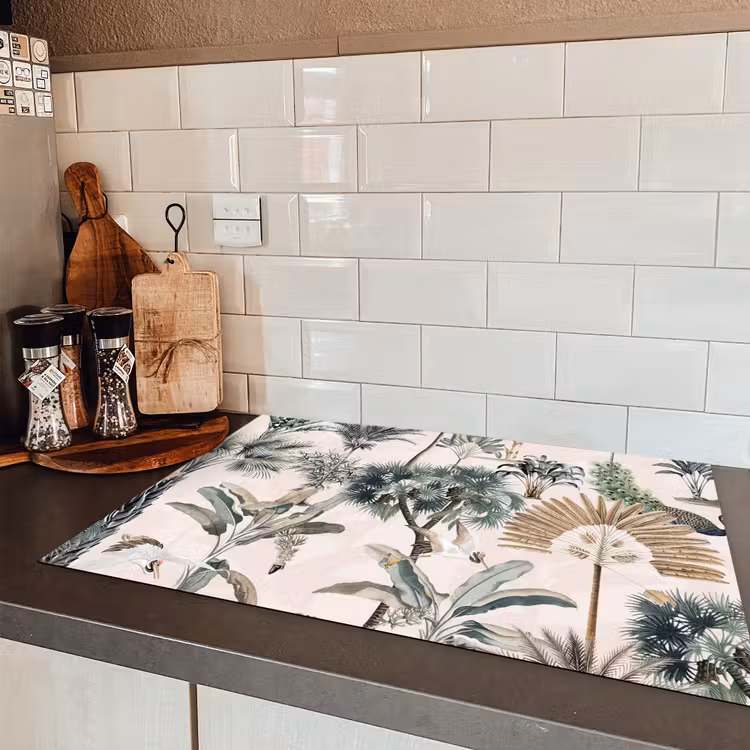Tropisch - Bomen - Bladeren - Jungle Inductie beschermer vinyl 3mm klein -sfeer3