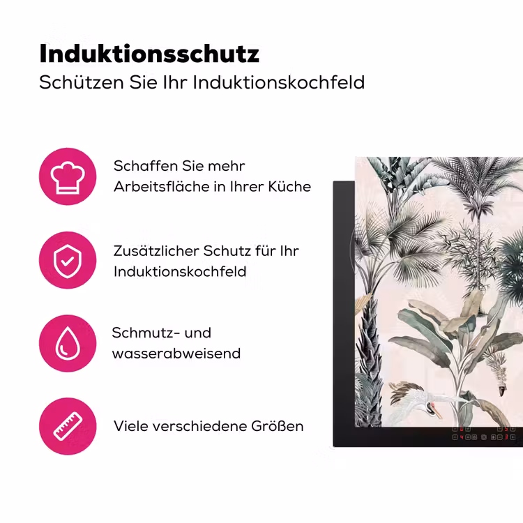 Tropisch - Bomen - Bladeren - Jungle Inductie beschermer vinyl 3mm klein -zzzzzzz-lf-ups