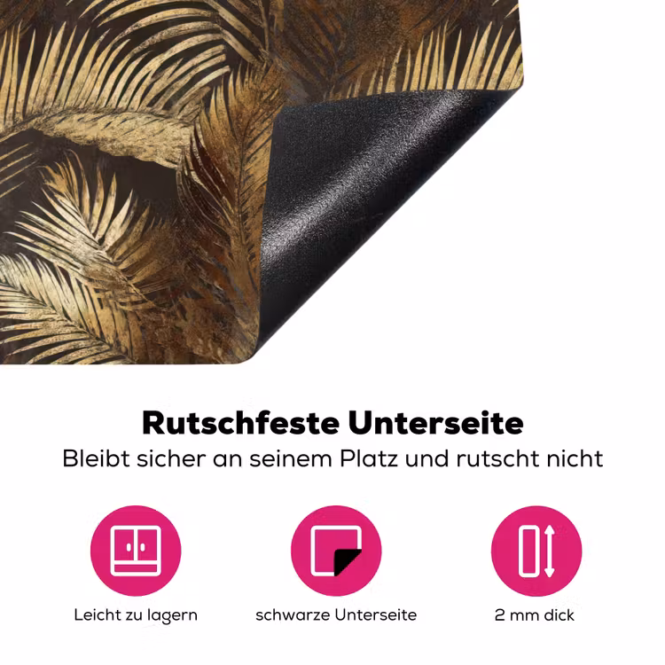 Tropisch - Bladeren - Goud Inductie beschermer vinyl 3mm klein 276 -zzzzzzz-lf-onderkant