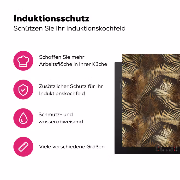 Tropisch - Bladeren - Goud Inductie beschermer vinyl 3mm klein 276 -zzzzzzz-lf-ups
