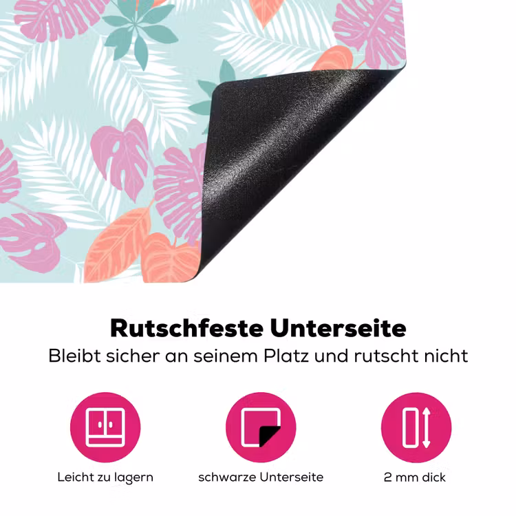 Tropisch - Bladeren - Pastel Inductie beschermer vinyl 3mm klein 276 -zzzzzzz-lf-onderkant