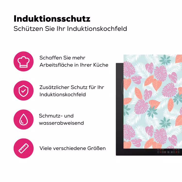 Tropisch - Bladeren - Pastel Inductie beschermer vinyl 3mm klein 276 -zzzzzzz-lf-ups