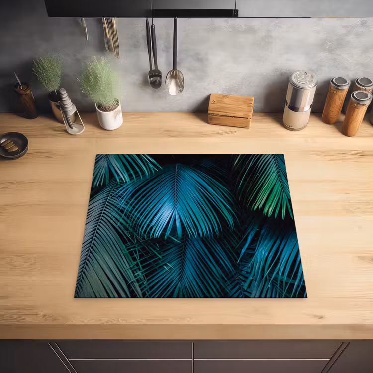 Inductie beschermer - Inductie afdekplaat - Tropical - Jungle - Bladeren - Groen Inductie beschermer vinyl 3mm middel -sfeer5