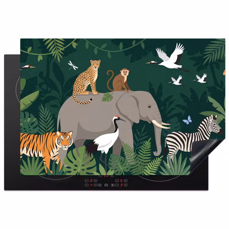 Tropisch - Jungle - Groen Inductie beschermer vinyl 3mm klein -3d
