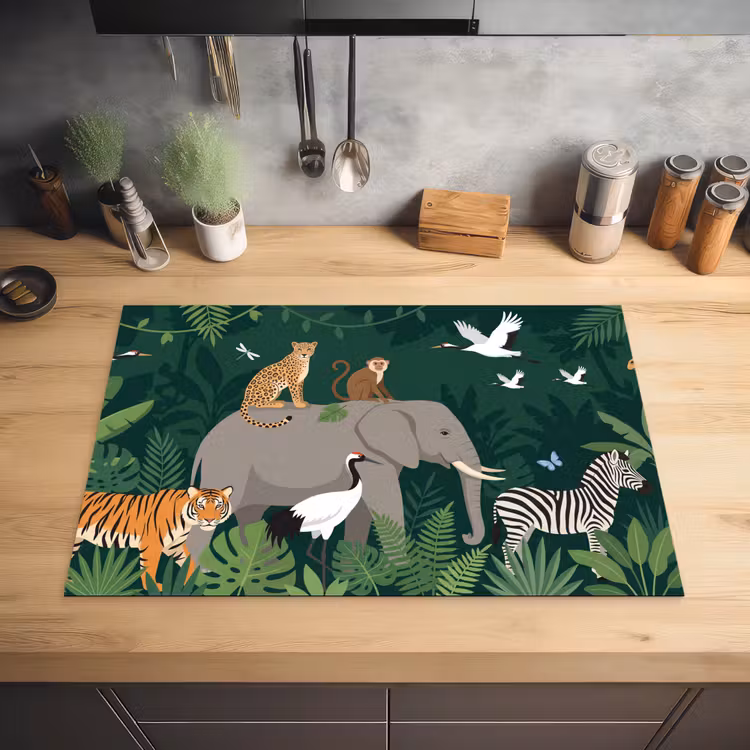 Tropisch - Jungle - Groen Inductie beschermer vinyl 3mm klein -sfeer5