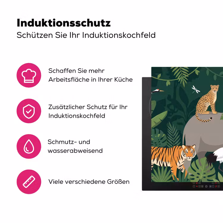 Tropisch - Jungle - Groen Inductie beschermer vinyl 3mm klein -zzzzzzz-lf-ups
