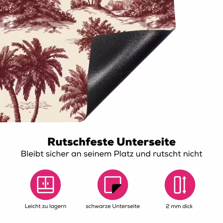 Tropisch - Geometrisch - Bordeauxrood Inductie beschermer vinyl 3mm klein 276 -zzzzzzz-lf-onderkant