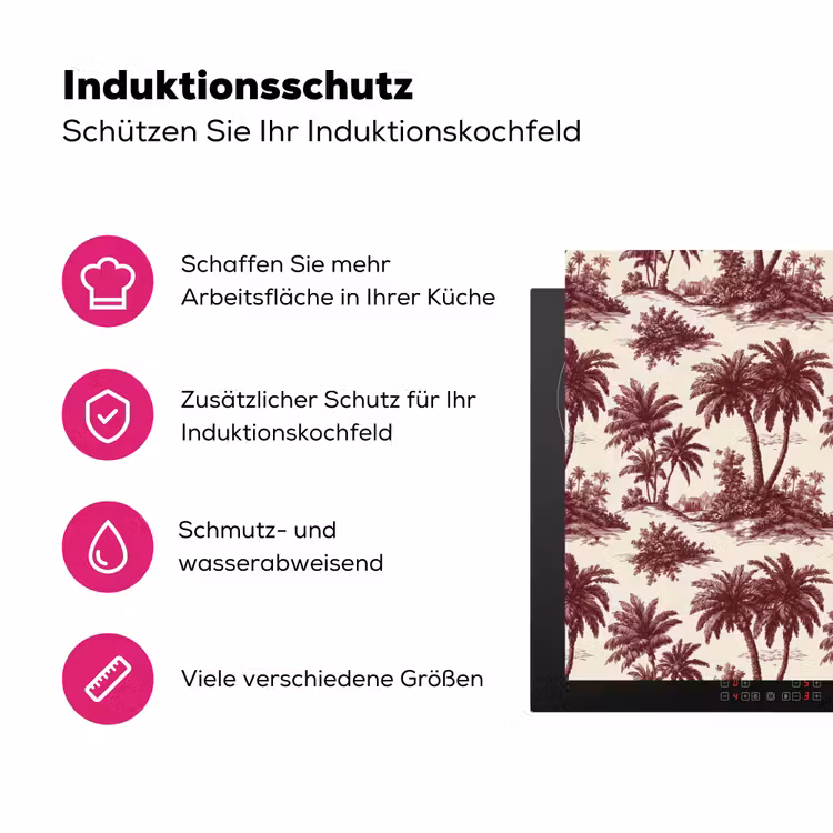 Tropisch - Geometrisch - Bordeauxrood Inductie beschermer vinyl 3mm klein 276 -zzzzzzz-lf-ups