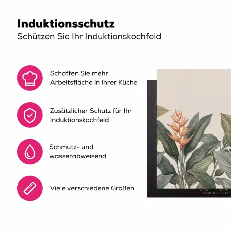 Tropisch - Planten - Modern - Groen Inductie beschermer vinyl 3mm klein -zzzzzzz-lf-ups