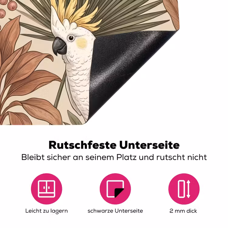 Tropisch - Vogels - Beige Inductie beschermer vinyl 3mm klein -zzzzzzz-lf-onderkant
