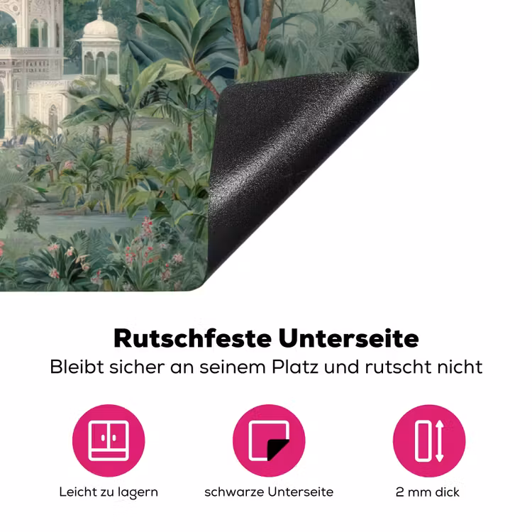 Tropische tuin - Koepelgebouw - Bloemen Inductie beschermer vinyl 3mm klein -zzzzzzz-lf-onderkant