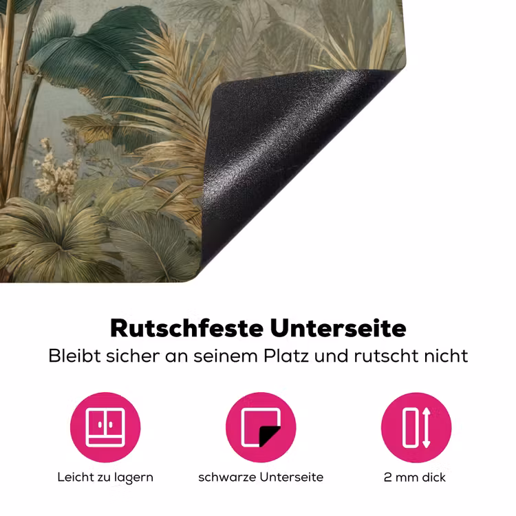 Tropisch bladerdek - Vlinders - groen - Bruin Inductie beschermer vinyl 3mm klein -zzzzzzz-lf-onderkant