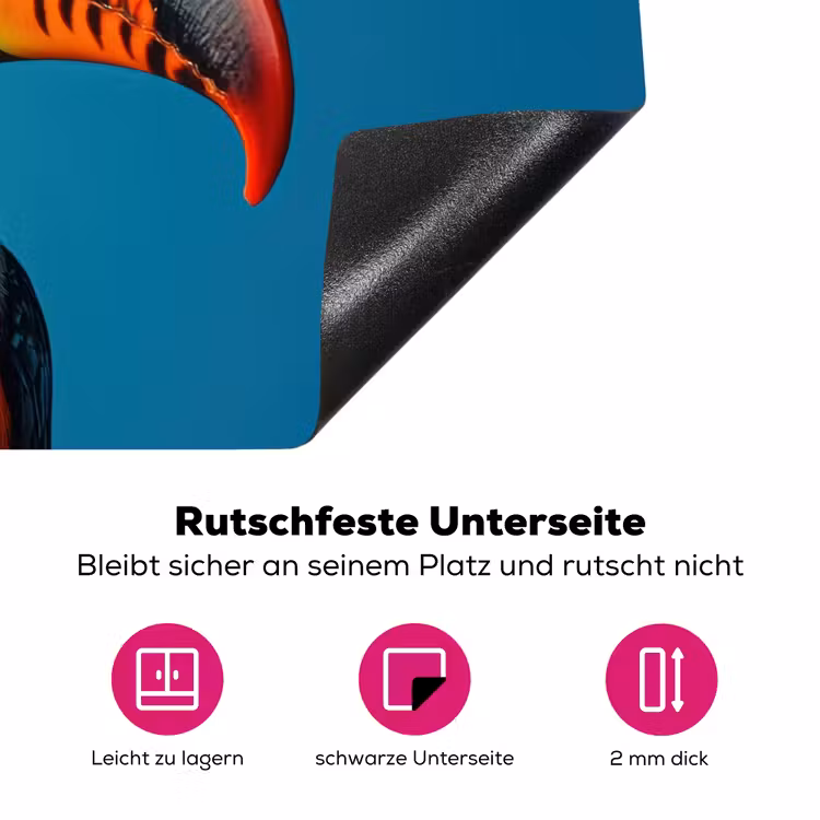 Toekan - Papegaai - Vogel - Koksmuts Inductie beschermer vinyl 3mm klein -zzzzzzz-lf-onderkant
