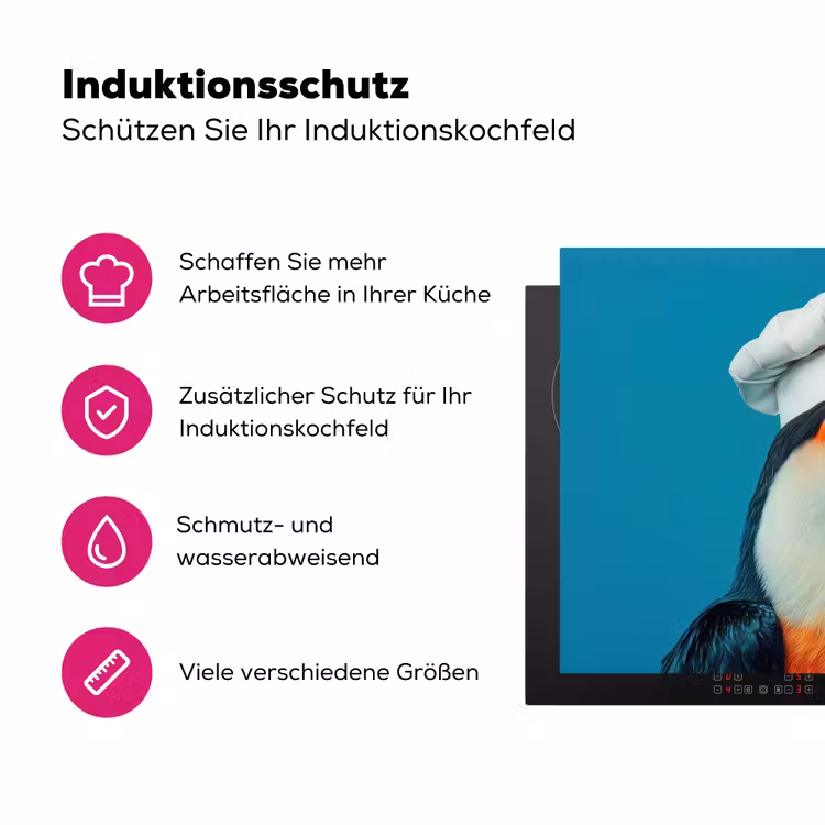 Toekan - Papegaai - Vogel - Koksmuts Inductie beschermer vinyl 3mm klein -zzzzzzz-lf-ups