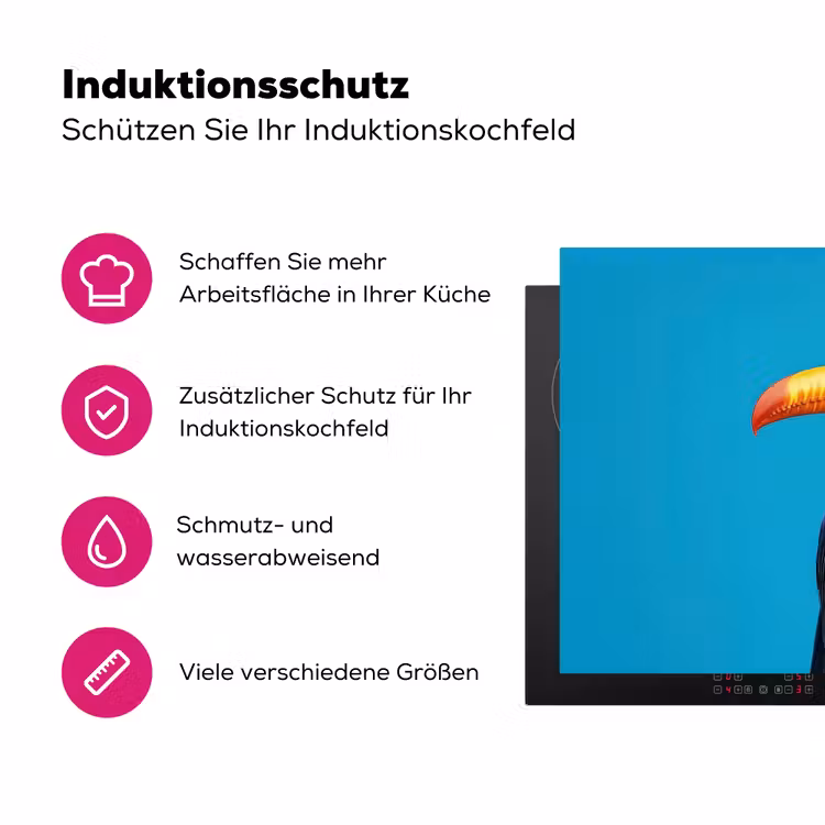 Tucan - Sokkel - Vogel - Koksmuts Inductie beschermer vinyl 3mm klein -zzzzzzz-lf-ups
