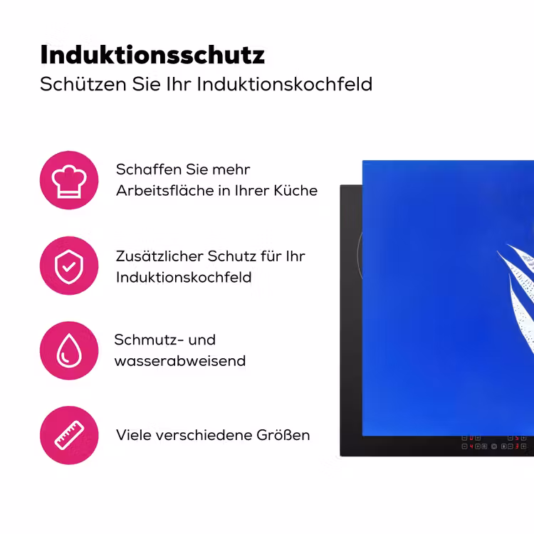 Tulp - Minimalistisch - Bladeren - Wit Inductie beschermer vinyl 3mm klein -zzzzzzz-lf-ups