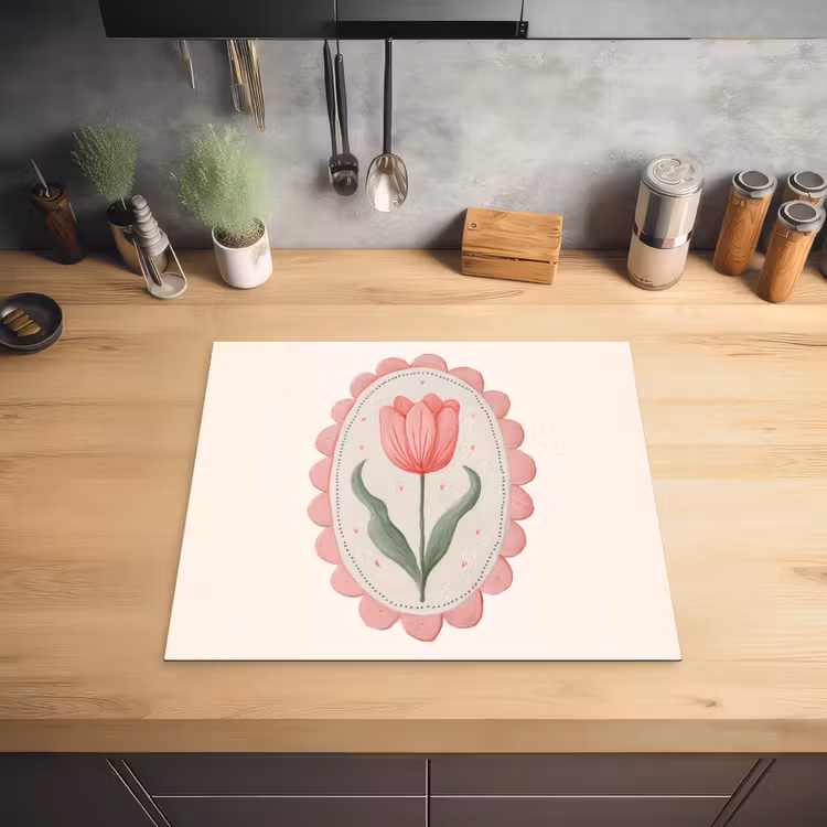 Tulp - Lijst - Ovaal - Illustratie Inductie beschermer vinyl 3mm middel -sfeer5