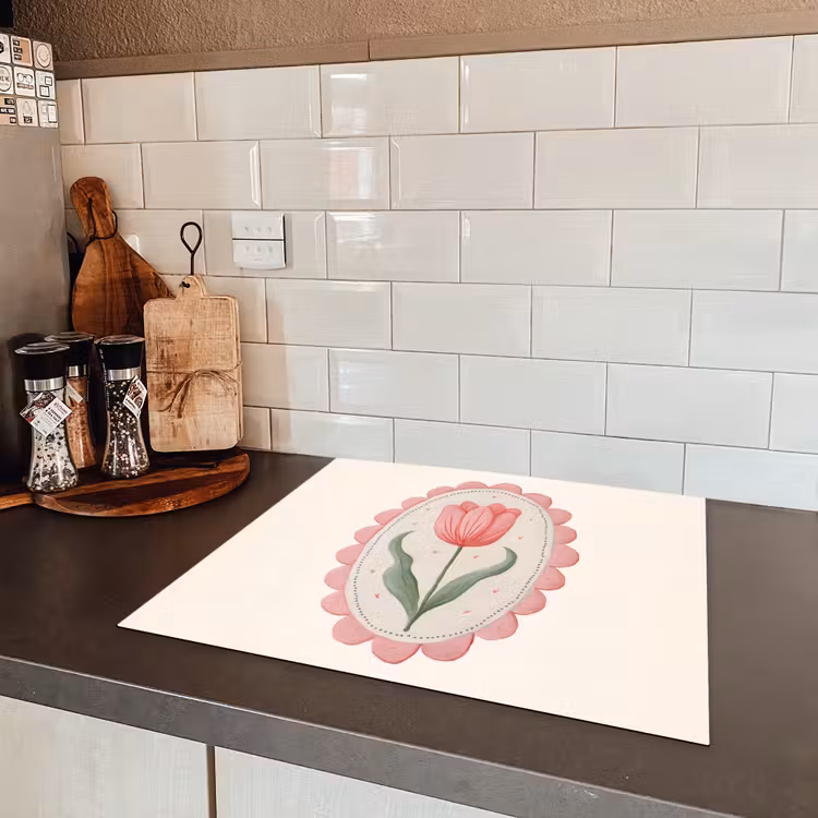 Tulp - Lijst - Ovaal - Illustratie Inductie beschermer vinyl 3mm middel -sfeer3