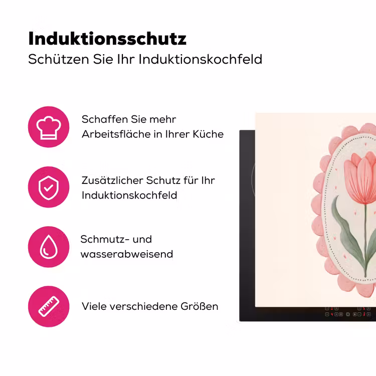 Tulp - Lijst - Ovaal - Illustratie Inductie beschermer vinyl 3mm middel -zzzzzzz-lf-ups