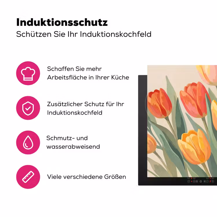 Tulpen - Abstract - Kleurrijk Inductie beschermer vinyl 3mm klein -zzzzzzz-lf-ups