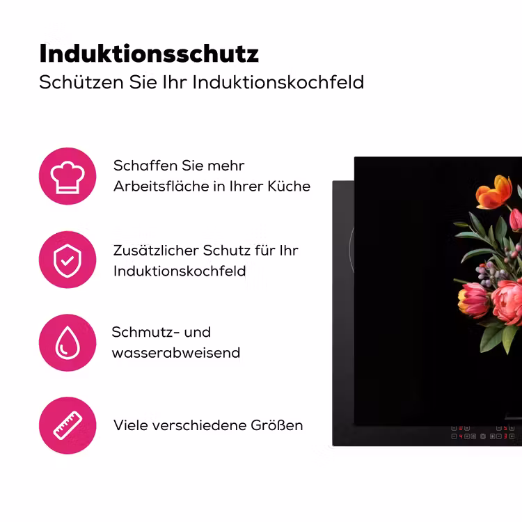 Tulpen - Bessen - Boeket - Vaas Inductie beschermer vinyl 3mm klein -zzzzzzz-lf-ups