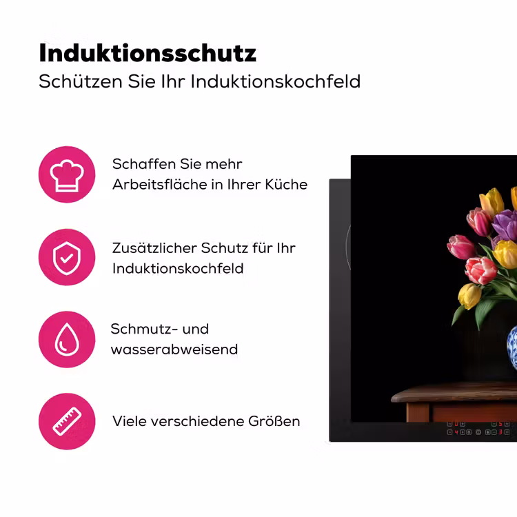 Tulpen - Kleuren - Hout - Vaas Inductie beschermer vinyl 3mm klein -zzzzzzz-lf-ups