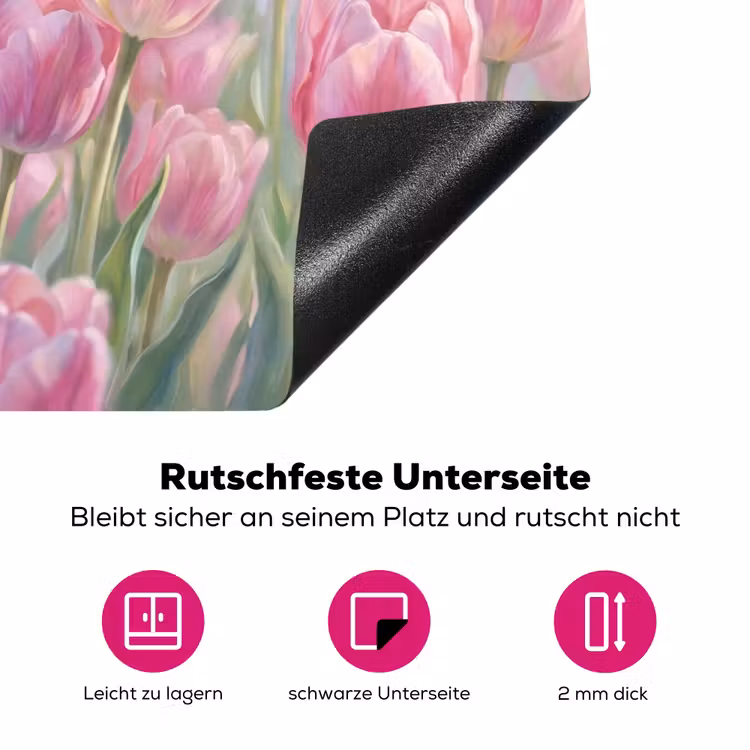 Tulpen - Veld - Lente - Roze Inductie beschermer vinyl 3mm klein -zzzzzzz-lf-onderkant