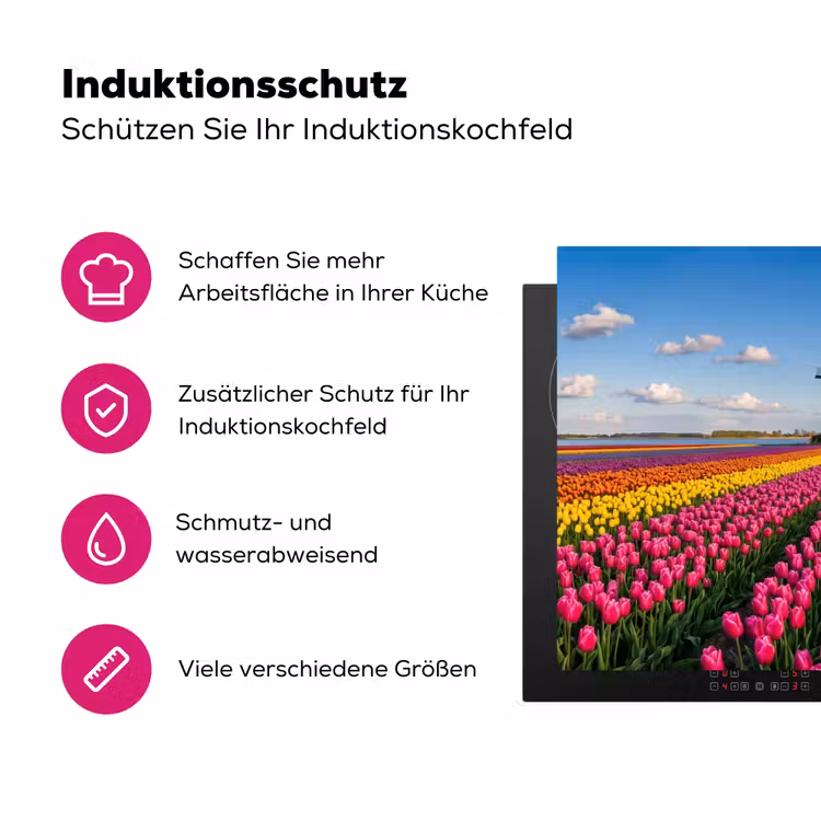 Tulpen - Holland - Molen - Kleurrijk Inductie beschermer vinyl 3mm klein -zzzzzzz-lf-ups