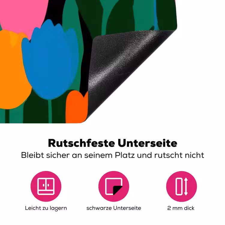 Tulpen - Kat - Kleurrijk Inductie beschermer vinyl 3mm klein -zzzzzzz-lf-onderkant