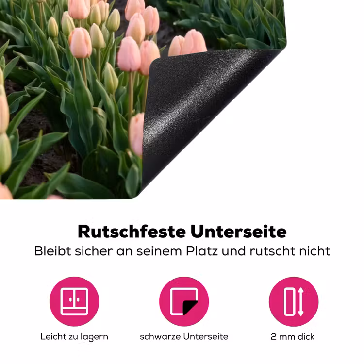 Tulpen - Landschap - Roze Inductie beschermer vinyl 3mm klein -zzzzzzz-lf-onderkant