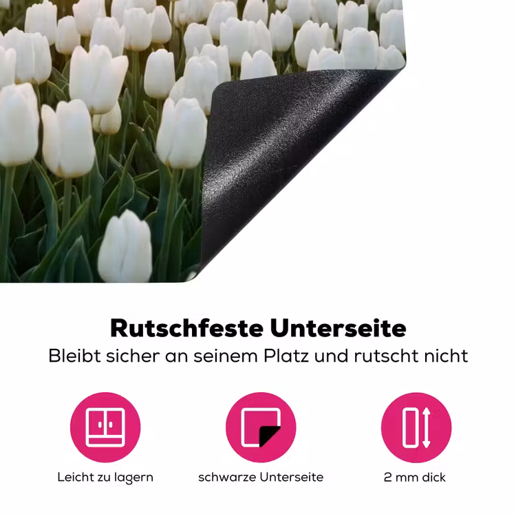 Tulpen - Landschap - Wit Inductie beschermer vinyl 3mm klein -zzzzzzz-lf-onderkant