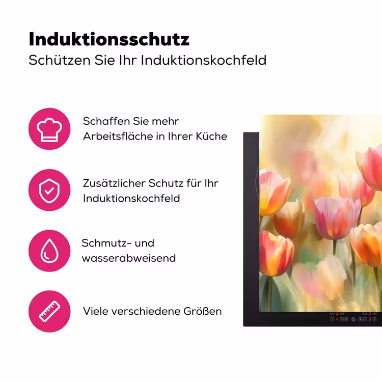Tulpen - Sprookjesachtig - Kleurrijk Inductie beschermer vinyl 3mm klein -zzzzzzz-lf-ups
