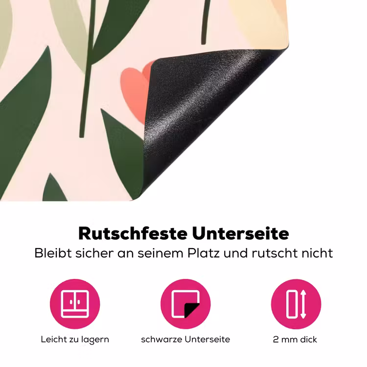 Tulpen - Modern - Roze Inductie beschermer vinyl 3mm klein -zzzzzzz-lf-onderkant