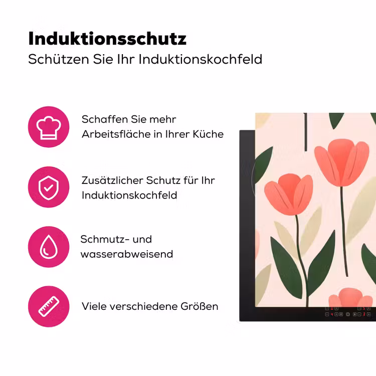 Tulpen - Modern - Roze Inductie beschermer vinyl 3mm klein -zzzzzzz-lf-ups
