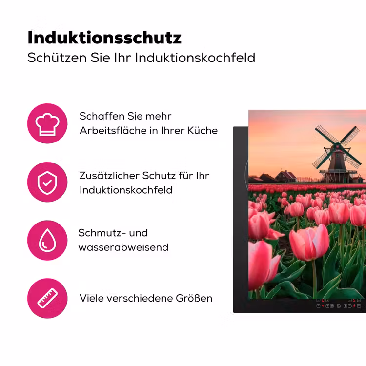Tulpen - Molen - Nederland Inductie beschermer vinyl 3mm klein -zzzzzzz-lf-ups