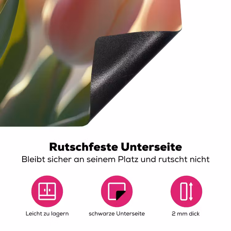 Tulpen - Roze - Zonnestralen Inductie beschermer vinyl 3mm klein -zzzzzzz-lf-onderkant